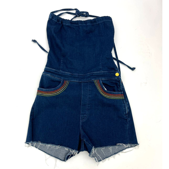 MOTHER Pants - Mother Women's Short Shorts Lace Back Overalls Size 31 NWOT ORG $ 248